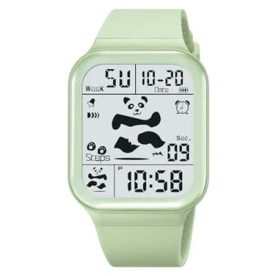 Image of TONSHEN Unisex Fashion Panda Digital Watch Rectangular Plastic Case with Rubber Band 50M Waterproof Outdoor Military Multifunction LED Electronic Stopwatch Alarm Sport Watches (Green)