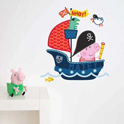 Image of Stickerscape Peppa Pig George Wall Stickers (George’s Pirate Ship Regular Size) Official Decal, Decor Easy to Apply, Cleanly Removable