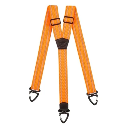 Image of Olata Men’s Hi Vis Reflective Braces/Suspenders with Extra Wide Straps and Plastic Carabiner Clips 4cm, Y Shape, Orange
