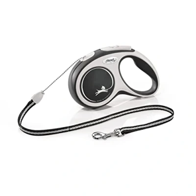 Image of Flexi New Comfort Cord Grey &amp; Black Small 5m Retractable Dog Leash/Lead for dogs up to 12kgs/26lbs