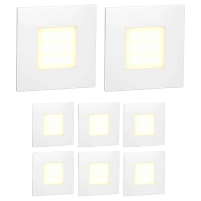 Image of ledscom.de 8 LED Staircase Light/recessed Wall Light FEX for Indoors and Outdoors, Angular, 85 x 85mm, Warm White