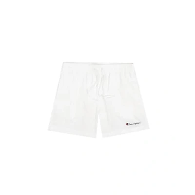 Image of Champion Men&#039;s Legacy Icons Beachshorts Crinkle Taslon Small Script Logo Swim Trunks, White, XL
