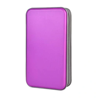 Image of alavisxf xx CD Case Hard, 96 Capacity Plastic Portable Travel Protective Zipper DVD Holder Disc Car Storage Wallet Bag (96 Capacity, Purple)