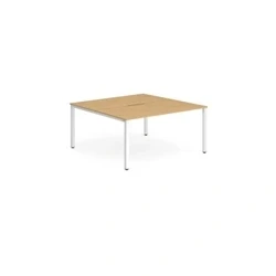 Image of Evolve B2B White Frame Bench Desk 1400 Beech (2 Pod) BE153
