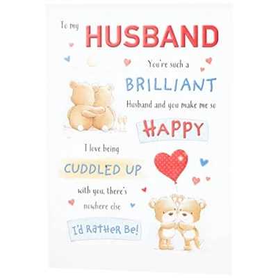 Image of Piccadilly Greetings Cute Birthday Card Husband 9 x 6 inches, bluewhiteredpeach