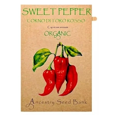 Image of Organic Pepper Sweet ❁ Corno Di Toro Rosso x10 Seeds Heirloom Non GMO