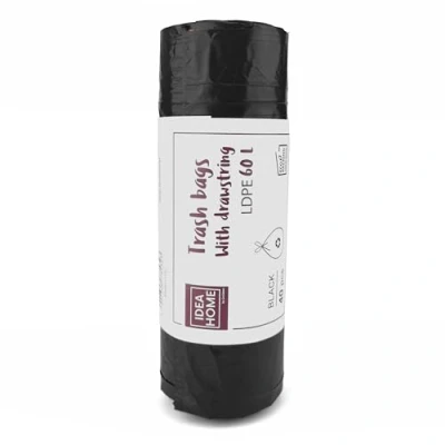 Image of D.RECT Black Bin Bags 60L Liners 40 Pieces Rubbish Bag Perfect for Everyday Use, Household, Office, Kitchen &amp; Caterers