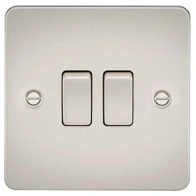 Image of KnightsBridge Flat Plate 10AX 2G 2 way switch pearl