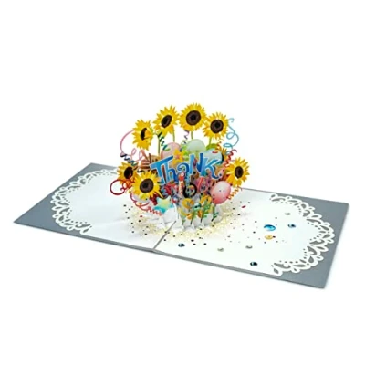 Image of paperdora® 3D Pop Up Card „Thank You“ with Envelope and Wax Seal Greeting Gift Certificate Voucher