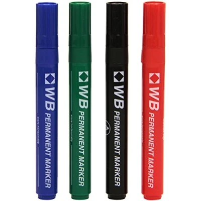 Image of Whitebox Wx26088a Permanent Marker with Bullet Tip, Multicoloured, Assorted (Pack of 4)