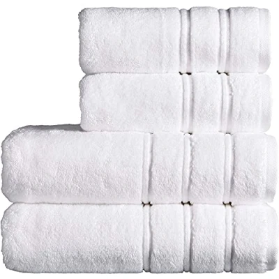 Image of Christy Antalya Large Bath Towels Set of 4 100% Turkish Cotton 600GSM Soft Plush Luxury Towel 2 Hand Quick Dry White