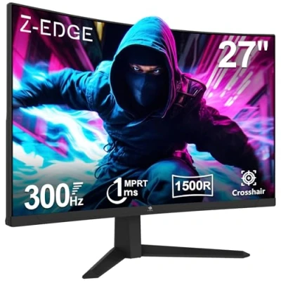 Image of Z Edge 27 Inch 300Hz(DP) 240Hz(HDMI) Curved Gaming Monitor 1ms MPRT Full HD LED Monitor, 300cd/m² Brightness, 16:9 VA Panel, FreeSync, HDR10, HDMI 2.0 &amp; DisplayPort 1.4, VESA Mountable