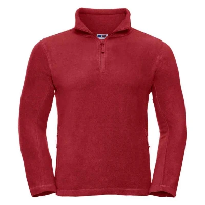 Image of Russell Athletic Mens Zip Neck Outdoor Fleece Top (Classic Red) Size Small