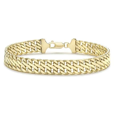 Image of Carissima Gold Women&#039;s 9ct Yellow Double Curb Chain Bracelet 19cm/7.5&#039;