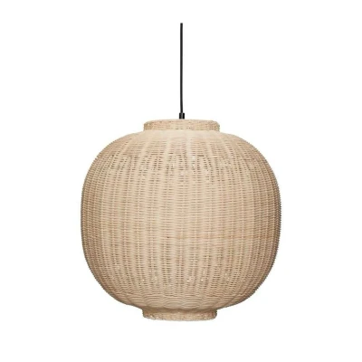 Image of HÜBSCH Chand pendant light, round, rattan, natural colour
