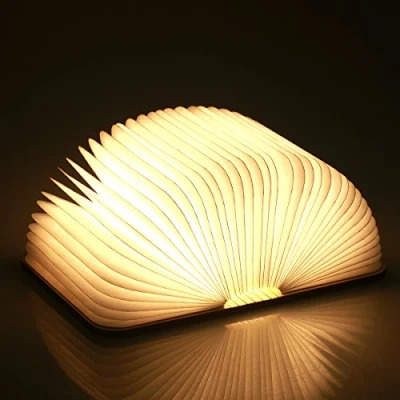 Image of ANSTEN Wooden Folding Book Lamp, LED Light, Table/Desk Lamp for Home, Office &amp; Room Decor, Bright Enough Reading, Ideal Gifts Wedding, Anniversary, Christmas, Birthday