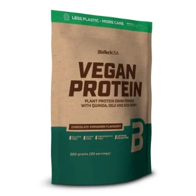 Image of BioTechUSA Vegan Protein Rice and Pea Based Shake with Superfoods Amino Acids Sugar, Lactose, Gluten Free, 500 g, Chocolate Cinnamon