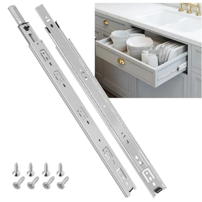Image of SHUHANG Drawer Runners Kitchen Cabinet Slides 45 kg Load Capacity Full Extension with Ball Bearing 200 250 300 350 400 450 500 550 600 mm, Side Mount 1 Pair