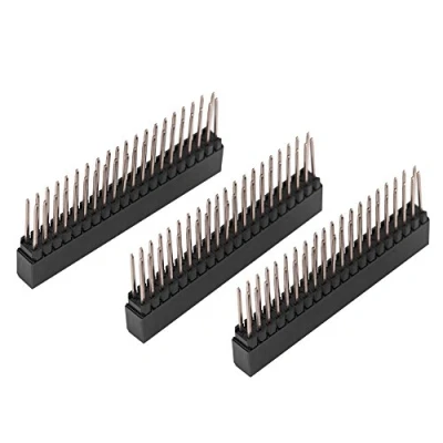 Image of Dpofirs 3pcs Female Pin Header 2 x 20 Pins 2.54m Connector for Raspberry Pi Pitch Extra Tall Dual Row Short Headers
