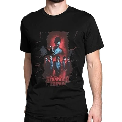 Image of Stranger Things T Shirt for Men Netflix Mens Clothing Show Gifts Boys&#039; Hoodies Black Medium