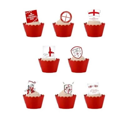 Image of Top That 33 Stand Up St George&#039;s Day English Celebration Themed Edible Wafer paper Cake Toppers Decors