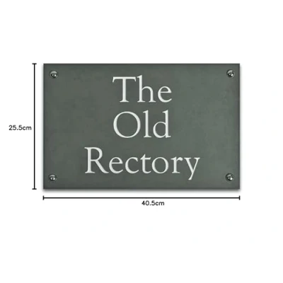 Image of Smooth Slate Green House Signs, Personalised With Your Name/Number (405mm x 255mm 10mm)