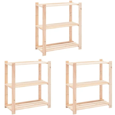 Image of vidaXL 3 Tier Storage Racks pcs 80x38x90 cm Solid Pinewood 150 kg