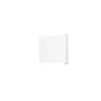 Image of Konstsmide Outdoor Wall Lights Mains Powered/Cesena Square Modern Bulkhead Light or Ceiling/Dusk Till Dawn Sensor/10 W LED Lamp/Opal Frosted Polycarbonate/Aluminium/IP54/Outside White