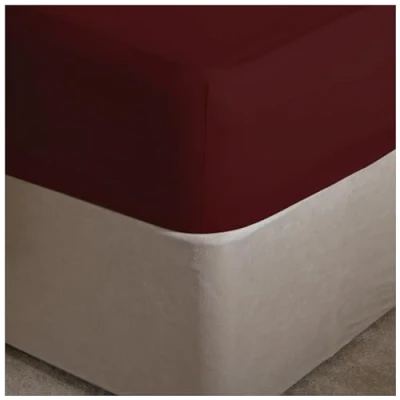 Image of GC GAVENO CAVAILIA Deep Fitted Sheets Double Bed Extra Pockets 16 Inch (40cm) 180 TC Polycotton Washable Burgundy