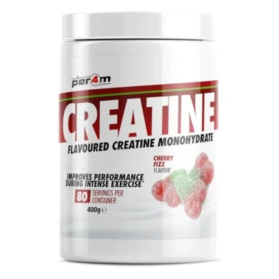 Image of Per4m Creatine Powder 80 Servings of Micronised Monohydrate Performance &amp; Strength 8 Flavours 400g (400g, Cherry Fizz)