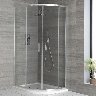 Image of Milano Portland Chrome Right Hand Quadrant Shower Enclosure White Tray 900mm x 800mm
