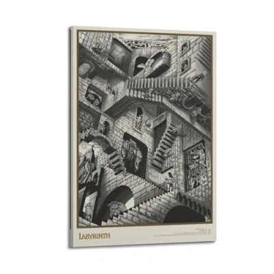 Image of Szzmyo Labyrinth Movie Poster Decorative Painting Modern Aesthetic Canvas Bedroom Art Living Room Decoration 12x18inch(30x45cm) Frame Style