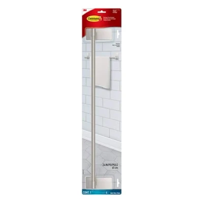 Image of Command Bath towel bar [Removable]: 1 [4 strips] (Satin Nickel) / 4 strips