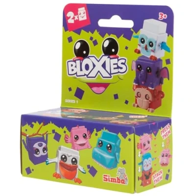 Image of BLOXIES 2 Pack Blind Collectible Stackable, collectable Mini animal Friends, building blocks with moving feature, cute designs, fidget toy, 18 to collect, Multicolour, suitable for ages 3+