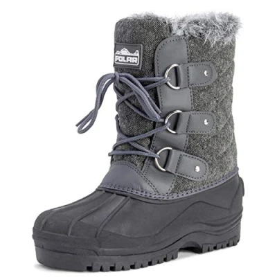 Image of Polar Womens Short Snow Winter Tactical Mountain Waterproof Hiker Mid Calf Walking Boot Grey Textile UK5/EU38 YC0369