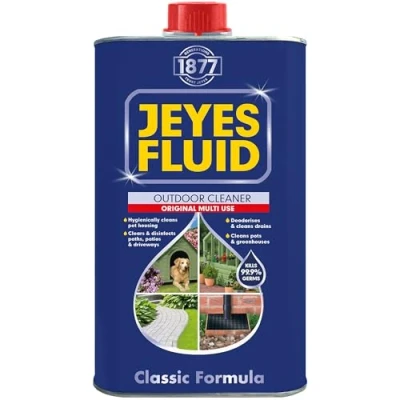 Image of Jeyes Fluid Original Formula (1L Classic Tin) Multi Use Disinfectant Liquid Kills 99.9% Bacteria. Outdoor Cleaner for Greenhouse, Pots, Tools. Drain Unblocker Cleans &amp; Sterilises