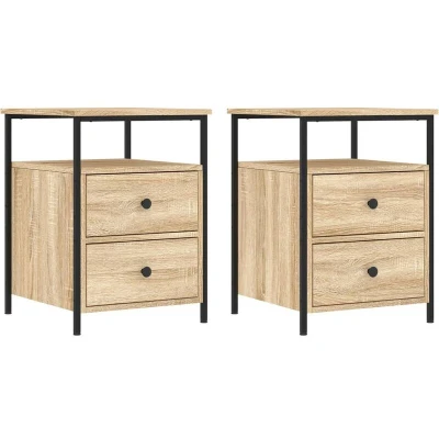 Image of vidaXL Bedside Cabinets 2 pcs Sonoma Oak 44x45x60 cm Engineered Wood