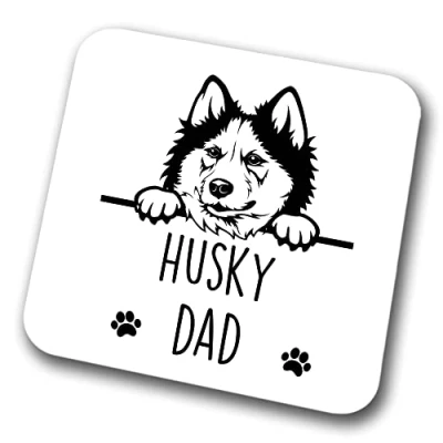 Image of Husky Dad Coaster Pet Present Dog Mum Friend Joke Funny Gift Birthday Christmas, Hardboard
