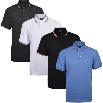 Image of True Face Mens Tshirts Polos Pique Tipping Pocket Collar Buttoned Regular Fit Top Tip Set 2 4 Pack S