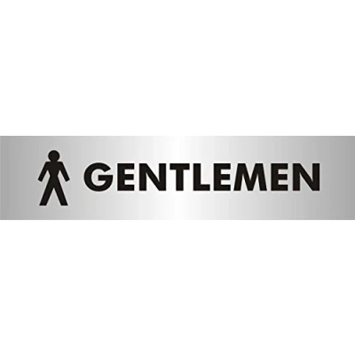 Image of Seco Gentlemen With Pictogram Sign, 190mm x 45mm 2mm Brushed Aluminium Effect Acrylic