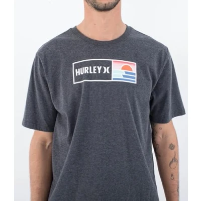Image of Hurley T Shirt Short Sleeve Men Everyday Box Waves Black Heather