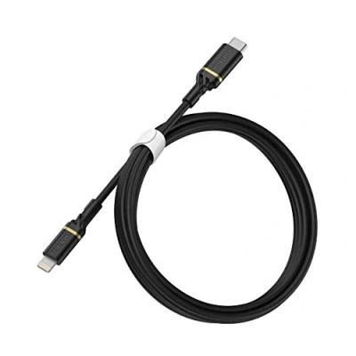 Image of OtterBox Reinforced USB C to Lightning Cable, MFi Certified, Fast Charging Cable for iPhone and iPad, Ultra Rugged, Bend Flex Tested, 1M, Black