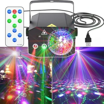 Image of Party Lights, Disco Ball Lights,Dj Lights Stage Light Strobe Sound Activated with Remote Control for Xmas Club Bar Parties Christmas