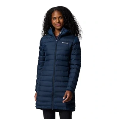 Image of Columbia LAKE 22 LONG Hooded Jacket Down coat, Women&#039;s, Size: Small, Collegiate navy