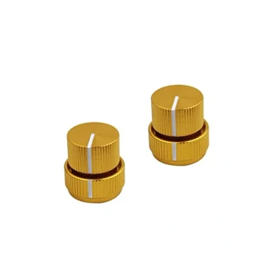 Image of Guyker Guitar Aluminum Dual Concentric Control Knobs Dome Volume Tone Stacked Knob Replacement for Electric or Bass (golden, 2 piece)