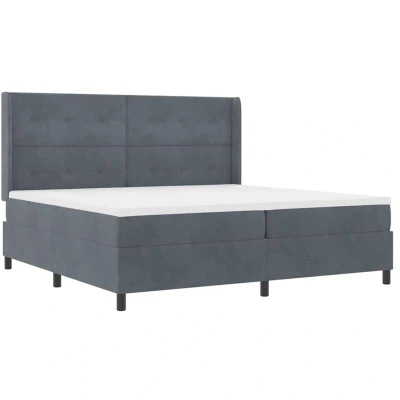 Image of Box Spring Bed with Mattress &amp; led Dark Grey 200x200 cm Velvet Vidaxl