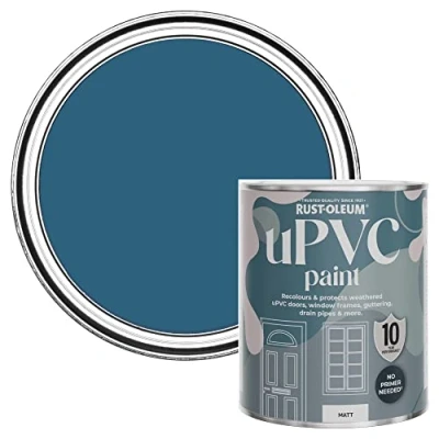 Image of Rust Oleum Blue uPVC Door and Window Paint in Matt Finish Cobalt 750ml
