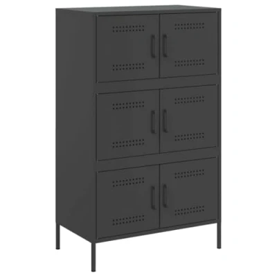 Image of vidaXL Highboard Sideboard Storage Cabinet Industrial Black Steel Cupboard with 6 Compartments 68x39x113 cm