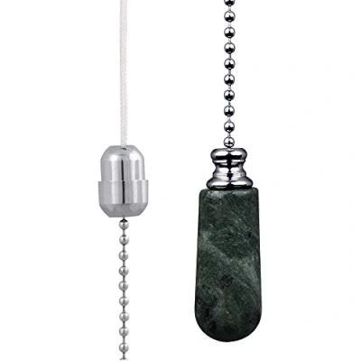 Image of ElekTek Bathroom Light Pull Chain Cord Chrome Green Marble Drop with 80cm Matching
