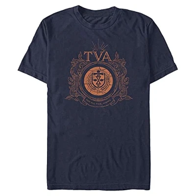 Image of Marvel Loki TVA Badge Organic Short Sleeve T Shirt, Navy Blue, M